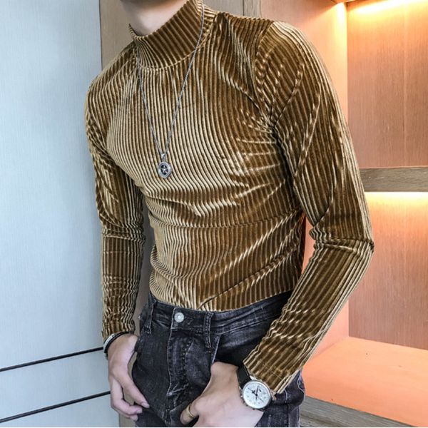 

men's polos tight t-shirt, club suit shirt, high collar, 4 colors, long sleeve home clothes, White;black