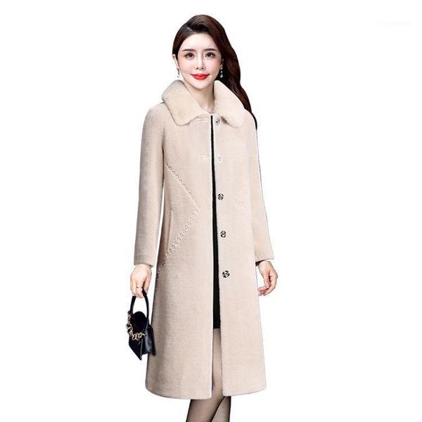 

cashmere fur integrated wool coat for women 2021 women's & blends, Black