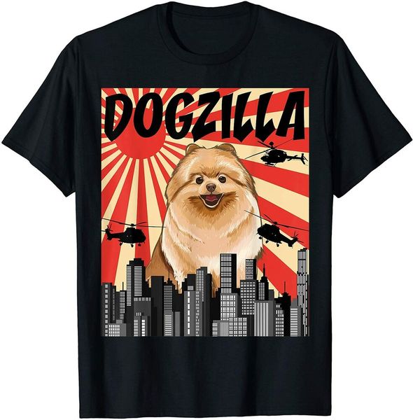 

funny retro japanese dogzilla pomeranian t-shirt size m-5xl, White;black