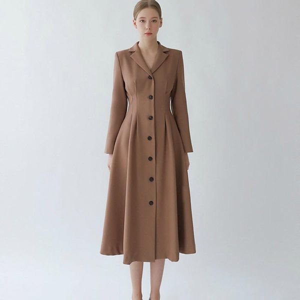 

casual dresses solid singer breasted ol office work dress women long sleeve oversize blazer ladies elegant spring 2021 ropa mujer, Black;gray