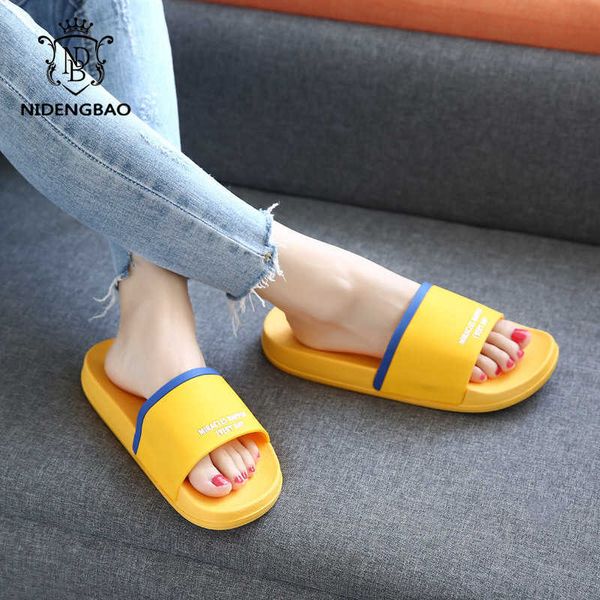 

slippers women men flat slides summer casual beach flip flops non-slip indoor home soft slippers comfortable slippers shoes 210619, Black