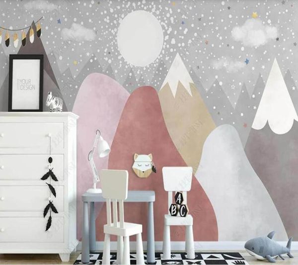 

wallpapers papel de parede hand-painted abstract valley starry sky clouds children's room 3d wallpaper mural,living home decor