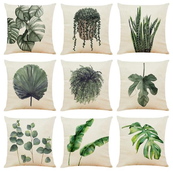 

pillow case cushion cover plant leaves pillowcase home decor rainforest green plants throw sofa car