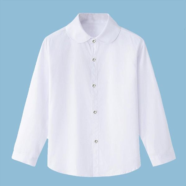 

girls white shirts for students uniform long sleeve solid 100% cotton blouse teenagers school clothes 8 10 12 14 years, White;black