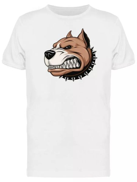 

angry dog spike collar men's tee -image by shutterstock, White;black