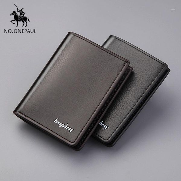 

no.onepaul genuine leather men's short wallets holder luxury retro brand slim solid purses business male1, Red;black