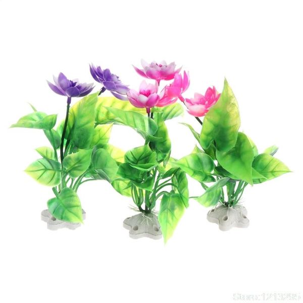 

decorations aquatic lotus artificial plants fish tank aquarium ornaments flower pink purple w210