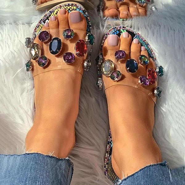 

litthing fashion slippers women summer beach slides flip flops shoes rhinestones sandals ladies wild diamond, Black