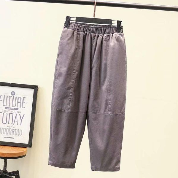 

plus size pants women's solid black elastic waist summer autumn harem ankle