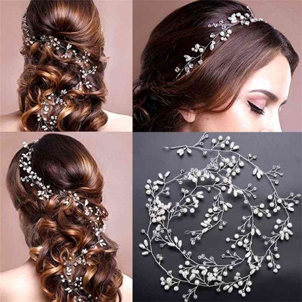 

handmade pearl headdress bride's wedding dress accessories hair band selling 1m bride jewelry, Black;brown