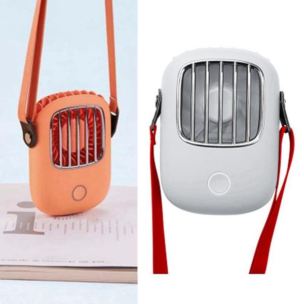 

white hanging neck portable usb fan for office, dormitory electric fans