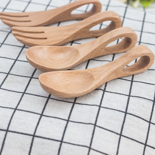 50 set/lotto legno portatile stoviglie set di posate in legno forchetta di bambù stoviglie da viaggio vestito ambientale utensile da cucina all'ingrosso
