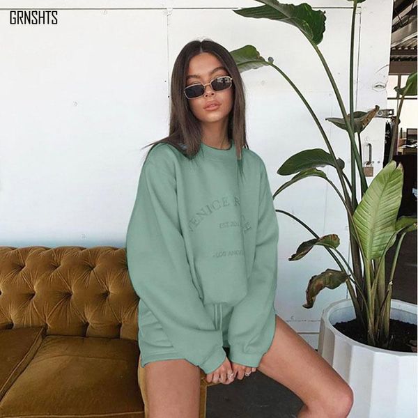 

women's tracksuits 2021 two piece set women autumn hooded sweatshirts shorts high waist drawstring female outfits, Gray