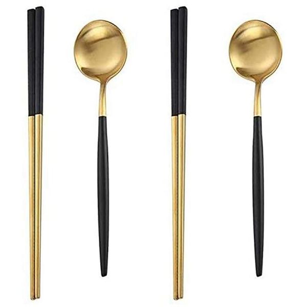 

pairs of chopsticks & 2 spoons flatware set dinnerware stainless steel 2x wine corks, preservers with silicone sets