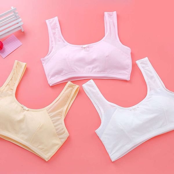

lingerie girl primary bra junior high school students 9-16 years old girl vest mesh breathable cotton underwear, Black;pink