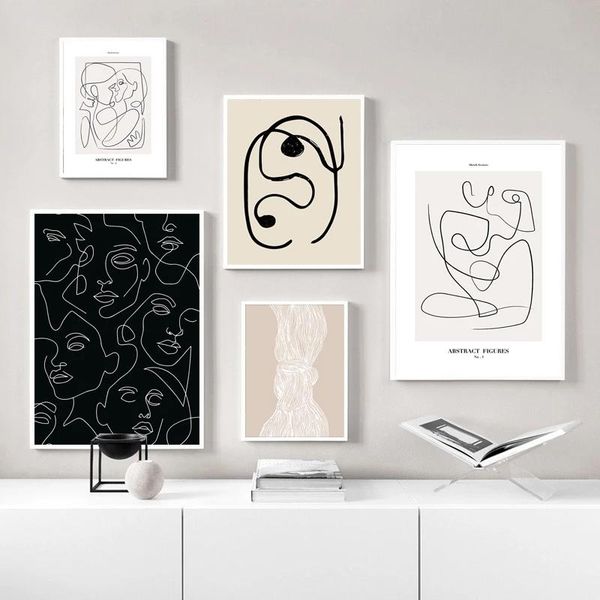 

paintings abstract line canvas black white wall art minimalist print painting nordic poster woman body picture modern living room decor