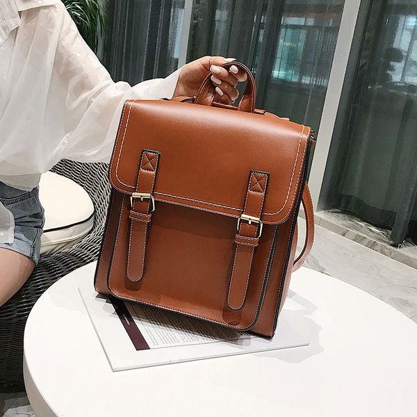 

preppie style women backpack pu leather shoulder bag multi-function womens backpack fashion school bag for girls leisure bag l0