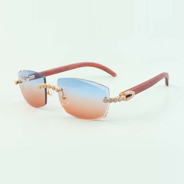 

2022 exquisite bouquet diamond sunglasses 3524015 with natural original wood arms and cut lens 3.0 thickness,size: 18-135 mm, White;black