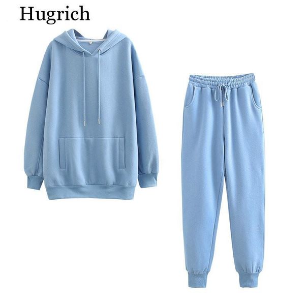 

women's tracksuits 2021 autumn winter women thick fleece 100% cotton suit 2 pieces sets hoodies sweatshirt and pants suits, Gray