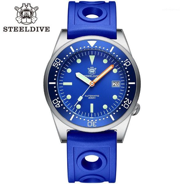 

wristwatches steeldive design sd1979 diver watches super luminous ceramic bezel 200m waterproof c3 dial men's japan nh35 mechanical wat, Slivery;brown