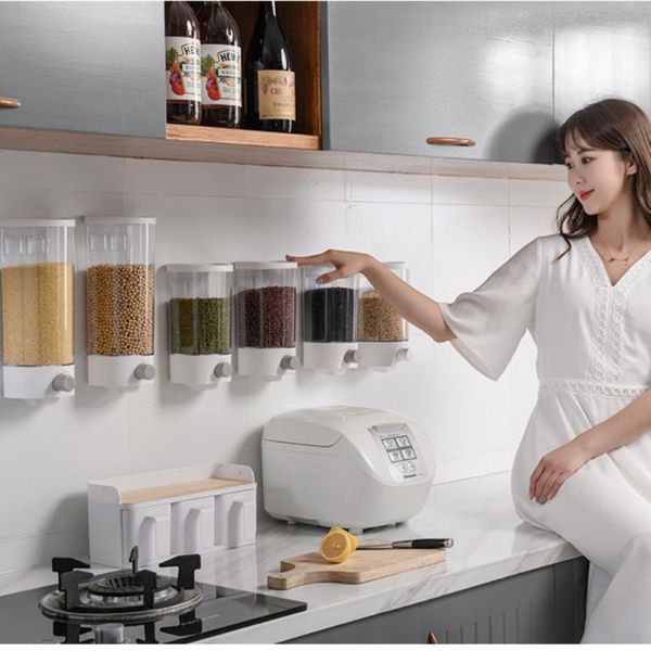 

storage bottles & jars wall-mounted multi-grain sealed jar moisture-proof grocery box dried fruit container orgainzer kitchen tool