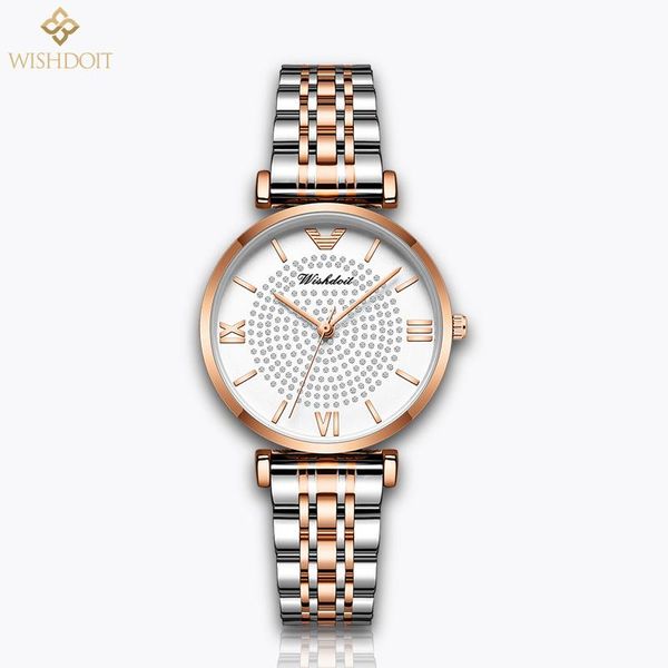 

casual fashion ladies watch stainless steel strap quartz diamond hand relÃ³gio feminino wristwatches, Slivery;brown