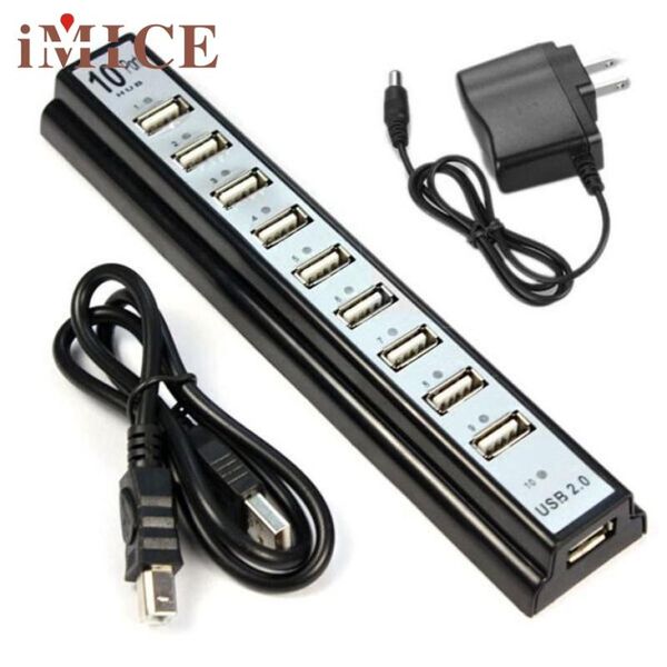 

hubs cel 10 port hi-speed usb 2.0 hub + power adapter for pc lapcomputerdec8