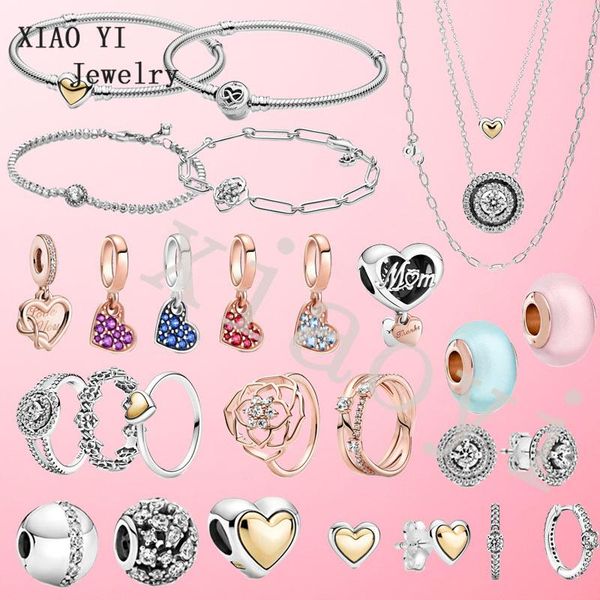

other 2021 s925 mother's day round heart blue pink glass foremost rose petal tennis bracelet necklace senior gift jewelry female