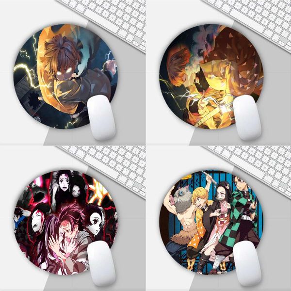

mouse pads & wrist rests demon slayer zenitsu anime round mat gaming pad for pc lapnotebook 20x20cm gamer desk