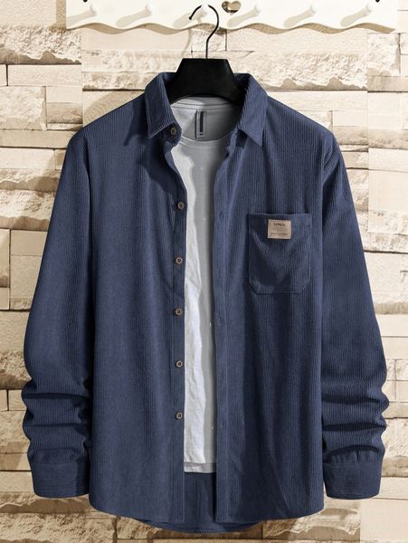 

men 1pc corduroy solid shirt u7tg#, White;black