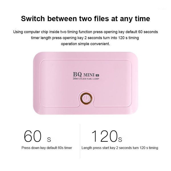 

bqmini 36w nail art lamp mini portable folding potherapy machine uv/led light roast for gels polish1
