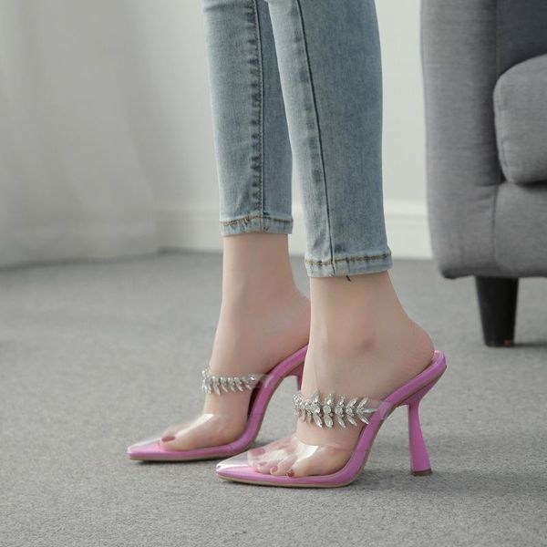 

the cross-striped ultra-high-heeled bag head large size sandals girl, Black