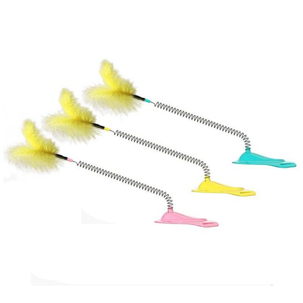 

pet cat spring feather funny stick human interactive toy hands teaser wand toys