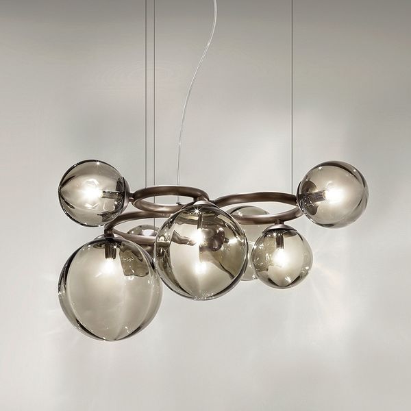 Artpad Nordic Kronleuchter Messing Lampe Glas Blase Lampenschirm Modern für Esszimmer Wohnzimmer Shop Hängende Beleuchtung G9 LED Glühbirne