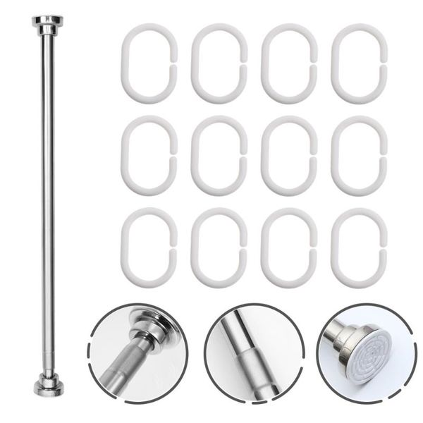 

shower curtains punch curtain rod thicken multipurpose pole with 12pcs hooks