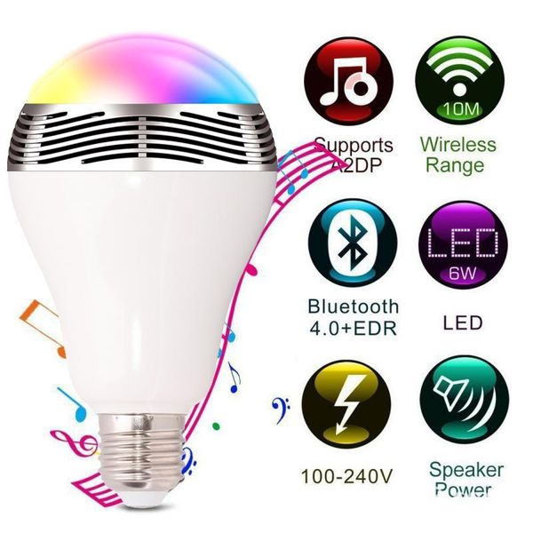 

bulbs 9w e27 led bulb bluetooth speaker app control white light + rgb music alarm timing smart lamp