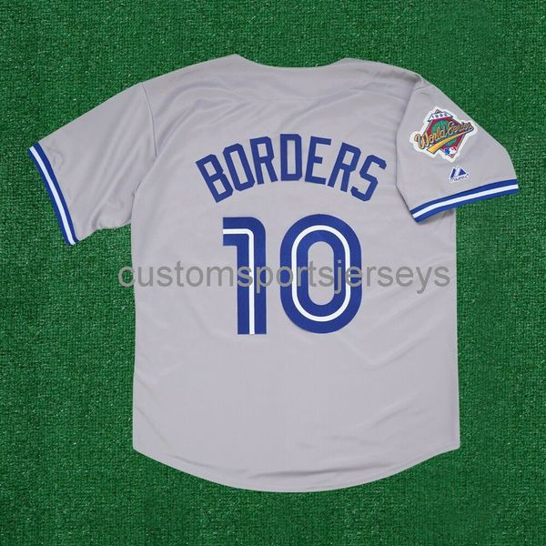 

men women youth embroidery pat borders 1992 world series road grey jersey all sizes, Black