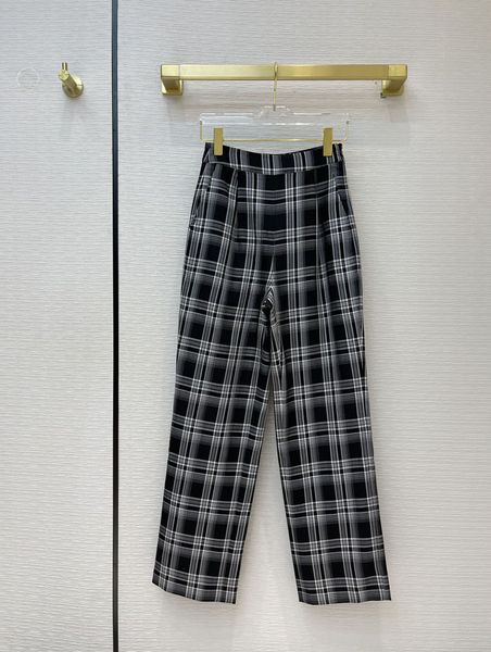 

2021ss spring women's pants great quality women designers clothes for fashion lady checkered striped trouses, Black;white