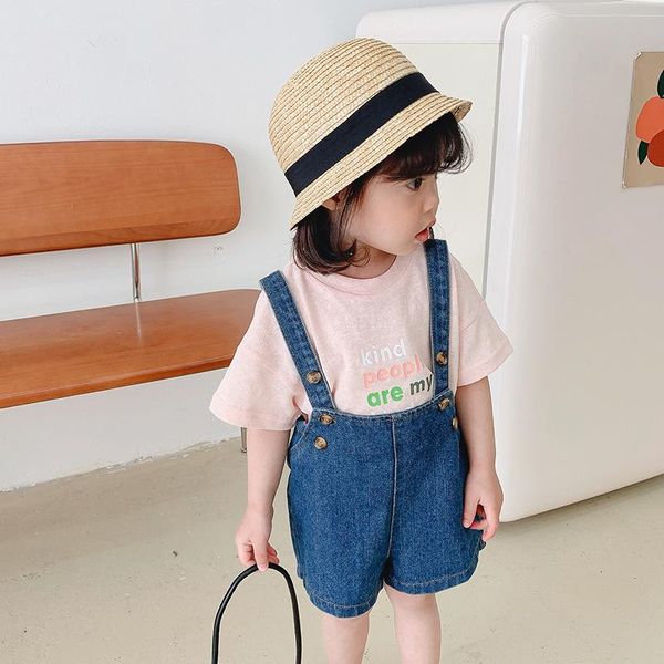 

arrival girls boys denim overall summer cotton fashion kids shorts 2-7 years jumpsuits, Blue