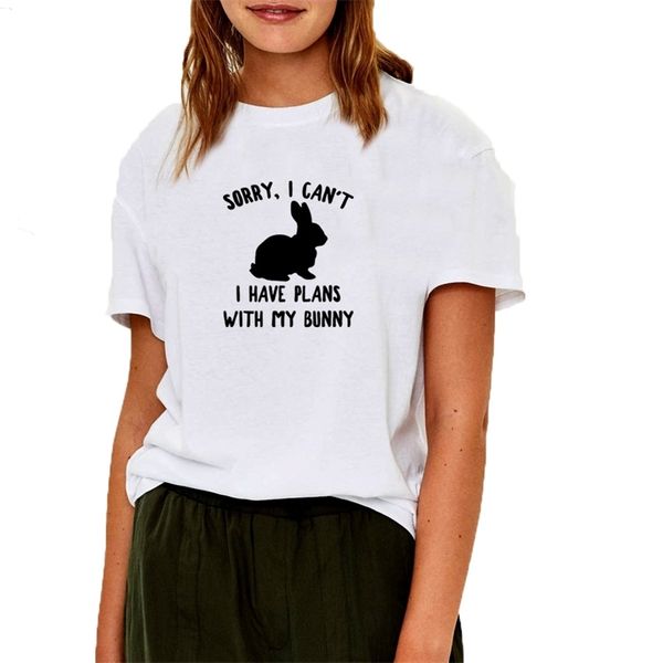 

cute bunny graphic tee women funny t shirts for women summer short sleeve tee shirt femme cotton t-shirt women 210401, White