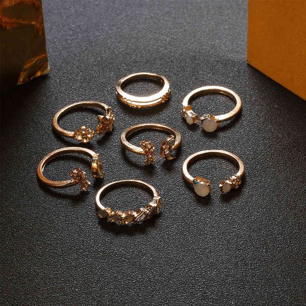 

aaa designer jewelry 7-piece bohemian butterfly flower ring accessories, Silver