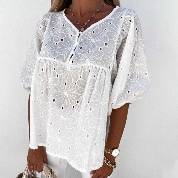 

women's blouses & shirts white elegant ruffles lantern sleeve blouse boho star printed female blusa 2021 spring summer lady