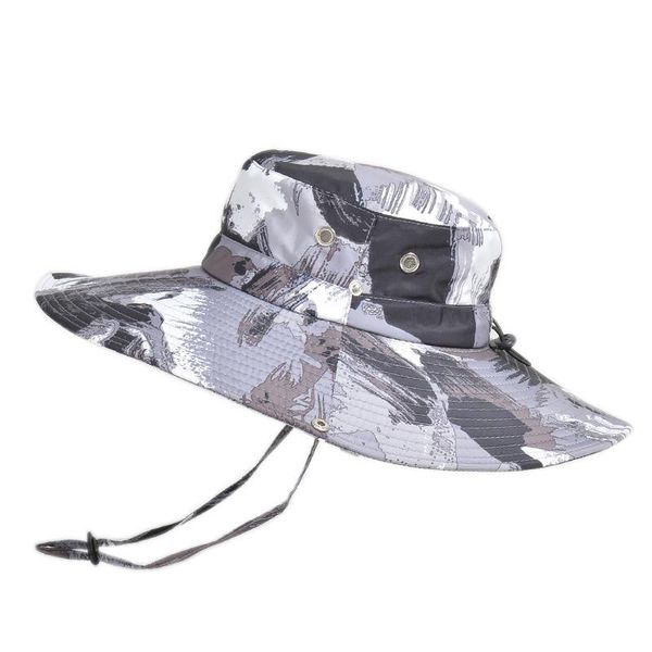 

sun hat men's sunshade camouflage summer outing fishing anti-ultraviolet outdoor big eaves fisherman women wide brim hats, Blue;gray