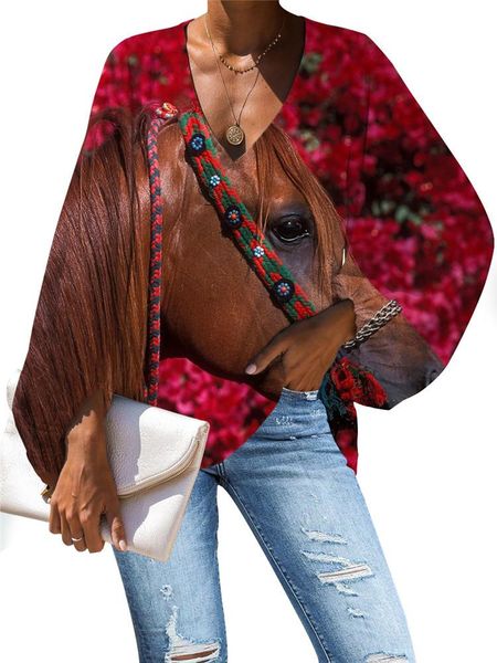 

women's blouses & shirts mozoeyu blouse women casual shirt spring ladies chiffon brand clothes crazy horse pattern girls long sleeve f, White