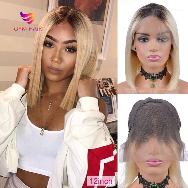 

straight 613 blonde 13x4 lace front wig short bob ombre wigs for black woman brazilian hair 150% human hair1, Black;brown