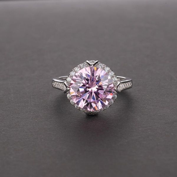 

cluster rings deluxe real s925 sterling silver big 6a round zircon fine jewelry fashion accessories exquisite wholesale, Golden;silver
