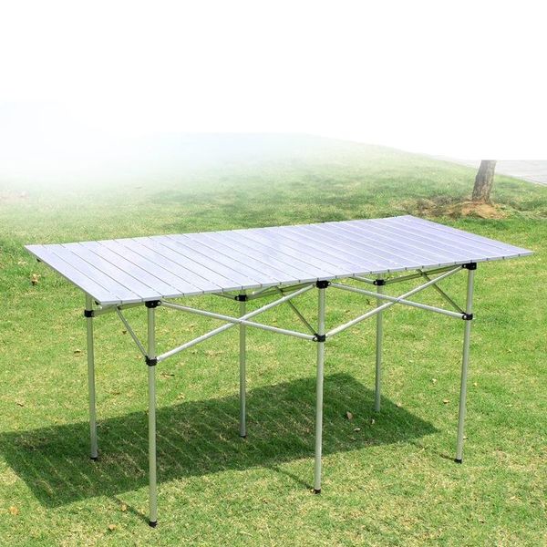 

lengthen outdoor folding table light portable picnic dining simple stall/bbq/camping multifunction desk stable metal frame camp furniture