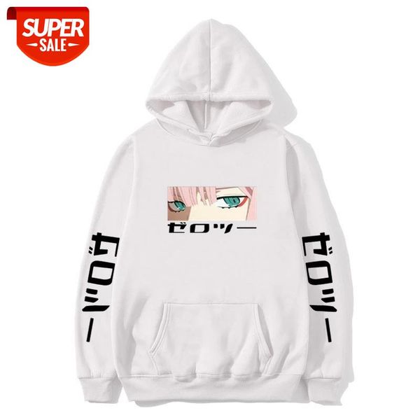 

japanese animation zero two sweatshirts darling in the franxx printed hoodies for men women autumn winter pullover couple outfit #7c0u, Black