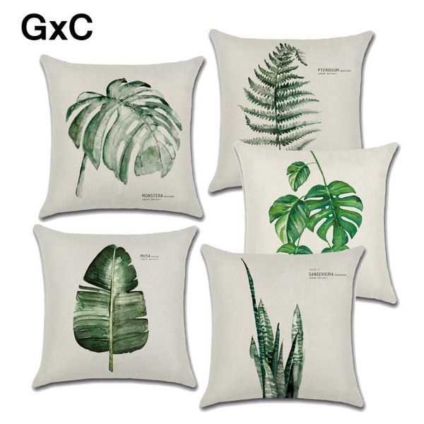 

green leaf tropical plant theme pillow case cushion cover linen home cojines decorativos para sofa cushion/decorative