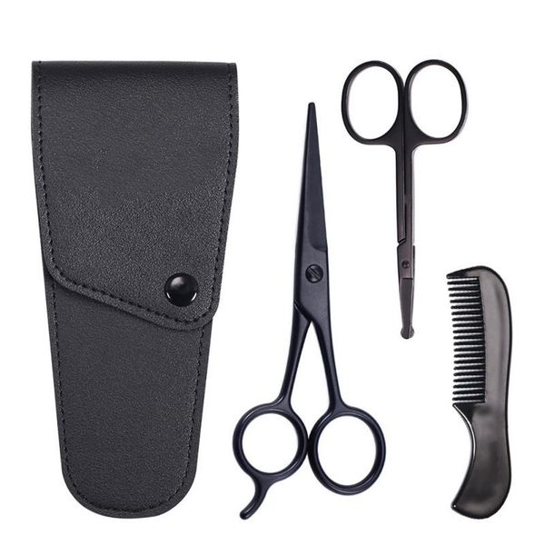 

hair scissors 3pcs beard men mustache comb trimming grooming kit set for care